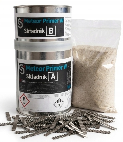ZESTAW DO NAPRAWY SZYCIA BETONU żywica 1kg z wypełniaczem i klamrami